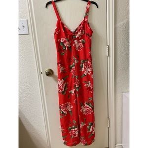 Red floral jumpsuit